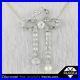 Art Deco 14k Gold & Platinum 1.10ctw Diamond & Pearl Ribbon Necklace 15.75