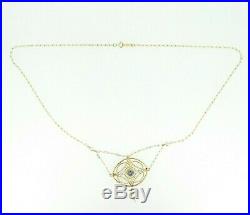 Art Deco 14k Yellow Gold Festoon Lavaliere Necklace with Pearls (#J4351)