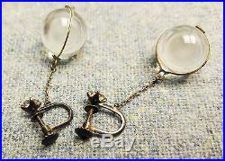 Art Deco 16 Inch Pools Of Light Rock Crystal Orb 800 Silver Necklace 14MM