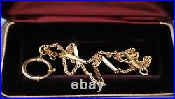 Art Deco 18K & 14K YELLOW GF Love-Knot Bar Link Watch Chain NECKLACE (17.5) #561