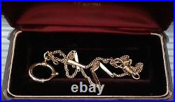 Art Deco 18K & 14K YELLOW GF Love-Knot Bar Link Watch Chain NECKLACE (17.5) #561