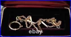 Art Deco 18K & 14K YELLOW GF Love-Knot Bar Link Watch Chain NECKLACE (17.5) #561