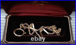 Art Deco 18K & 14K YELLOW GF Love-Knot Bar Link Watch Chain NECKLACE (17.5) #561