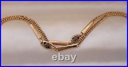 Art Deco 18K & 14K YELLOW GF Love-Knot Bar Link Watch Chain NECKLACE (17.5) #561