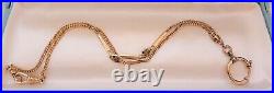 Art Deco 18K & 14K YELLOW GF Love-Knot Bar Link Watch Chain NECKLACE (17.5) #561