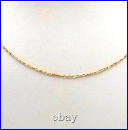 Art Deco 18k Gold Cable Bar Link Stations Pendant Chain Necklace 16in