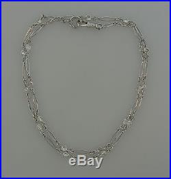 Art Deco 1920s 3.0 cts DIAMOND PLATINUM WATCH CHAIN NECKLACE 23.5 Inches Long