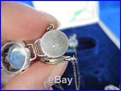 Art Deco 1920s Japanese Sterling Silver Opalescent Crystal Necklace Bracelet Set