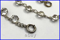 Art Deco 1920s Necklace Sterling Silver Rhinestone Crystal Open Back Bezel 16.5