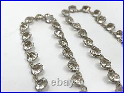 Art Deco 1920s Necklace Sterling Silver Rhinestone Crystal Open Back Bezel 16.5