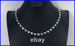 Art Deco 1920s Necklace Sterling Silver Rhinestone Crystal Open Back Bezel 16.5