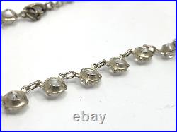 Art Deco 1920s Necklace Sterling Silver Rhinestone Crystal Open Back Bezel 16.5