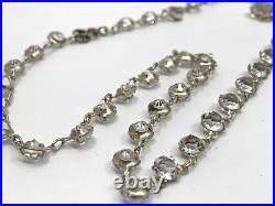 Art Deco 1920s Necklace Sterling Silver Rhinestone Crystal Open Back Bezel 16.5