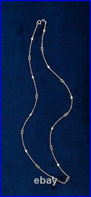 Art Deco 1930 Gorgeous Platinum Station Chain Necklace With Old Cut Vs Diamonds
