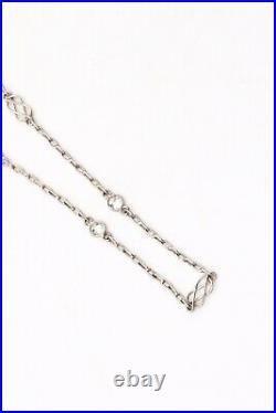 Art Deco 1930 Gorgeous Platinum Station Chain Necklace With Old Cut Vs Diamonds