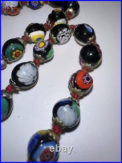 Art Deco 1930 Murano Millefiori Glass Bead Necklace 16