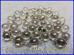Art Deco 30 Inch Pools Of Light Rock Crystal Orb 800 Silver Necklace 14MM Undril