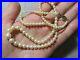 Art Deco 30’s Graduated Cultured Cream Pearl Necklace withFiligree Gold Clasp 17