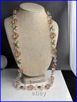 Art Deco 32 Inch Molded Crystal Necklace