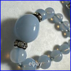 Art Deco 48 Inch Blue Glass Crystal Necklace