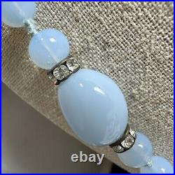 Art Deco 48 Inch Blue Glass Crystal Necklace