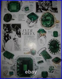 Art Deco 66 Diamond Emerald Pendant Necklace Flower Motif 14 Karat White Gold