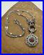 Art Deco 925 Sterling Silver Carnelian Agate Marcasite Pendant Necklace/Chain #4