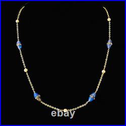 Art Deco 9ct, 9k, 375 Gold blue Chalcedony, rock crystal & faux Pearl bead chain