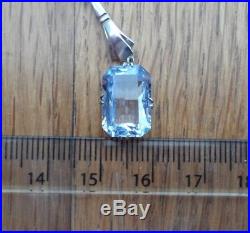 Art Deco 9ct Gold 5ct Blue Spinel and White Sapphire Pendant Lavalier Necklace