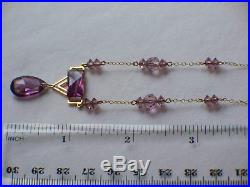 Art Deco 9ct Gold Purple Stone Ladies Pendant Necklace