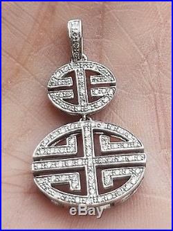 Art Deco Antique 18k 750 89 Round Diamond Pendant Necklace 5.32 gram