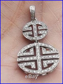 Art Deco Antique 18k 750 89 Round Diamond Pendant Necklace 5.32 gram