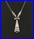 Art Deco Antique Diamond & Sapphire Platinum Bow Pendant & Chain Necklace 1920’s