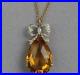 Art Deco Antique Pear Cut Simulated Citrine Necklaces 18in Sterling Silver 925