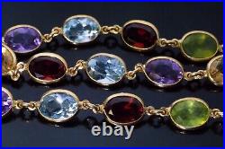 Art Deco Antique Simulated Multi Color 9x6mm Oval Necklaces 16in Sterling Silver