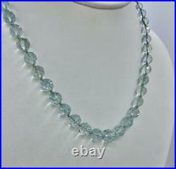 Art Deco Aquamarine Diamond Necklace 18 Karat White Gold Graduated Faceted Aqua