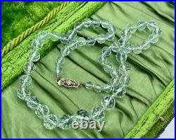 Art Deco Aquamarine Diamond Necklace 18 Karat White Gold Graduated Faceted Aqua
