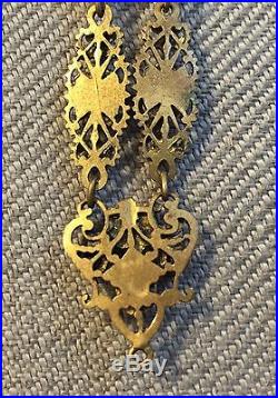 Art Deco Austro Hungarian Brass Enamel Necklace & Brooch In Suffragette Colors