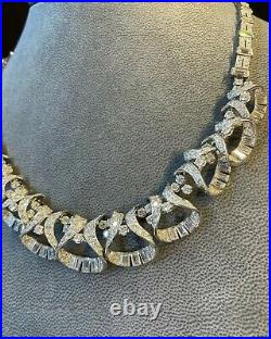 Art Deco Baguette Necklace Elegant Jewelry 925 Sterling Silver CZ Fine Jewels