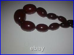 Art Deco Bakelite Cherry Amber Bead Necklace 44grams Marbled