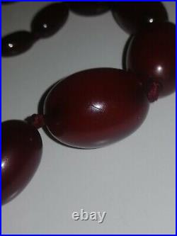 Art Deco Bakelite Cherry Amber Bead Necklace 44grams Marbled