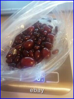 Art Deco Bakelite Cherry Amber Beads 78 Grams Marbled