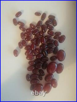 Art Deco Bakelite Cherry Amber Beads 78 Grams Marbled