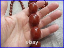Art Deco Bakelite Cognac Tan Amber Graduated Sterling Chain Necklace tested