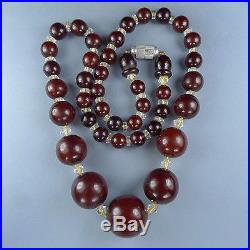 Art Deco Bakelite Necklace / Cherry Amber Faturan