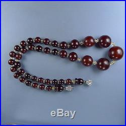 Art Deco Bakelite Necklace / Cherry Amber Faturan