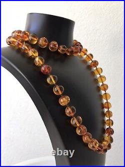 Art Deco Beautiful Natural Genuine Cognac Amber Baltic Necklace Prayer Beads