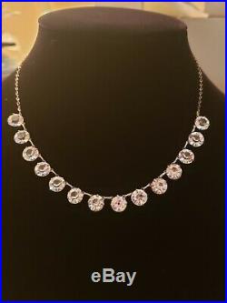 Art Deco Bezel Open Back Prong Set Czech Crystal Glass Paste Necklace