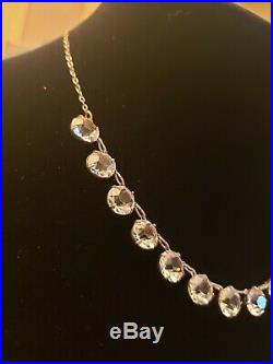 Art Deco Bezel Open Back Prong Set Czech Crystal Glass Paste Necklace