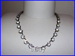 Art Deco Bezel Set Rock Crystal Sterling Silver Eternity Necklace